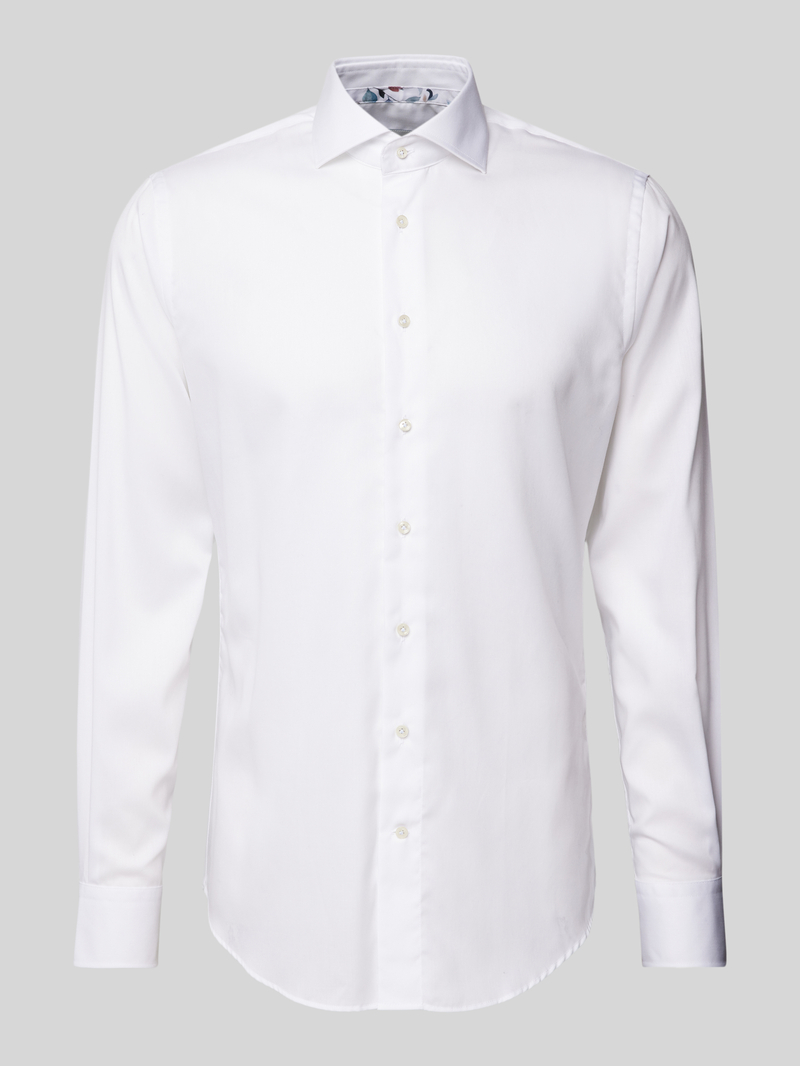 Profuomo Slim fit zakelijk overhemd met haaikraag model 'Cutaway'