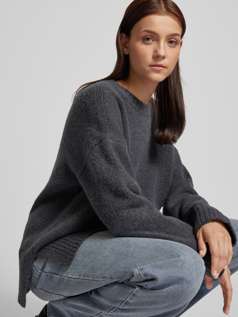 Pieces Pullover met lange mouwen en zijsplitten model 'NANCY'