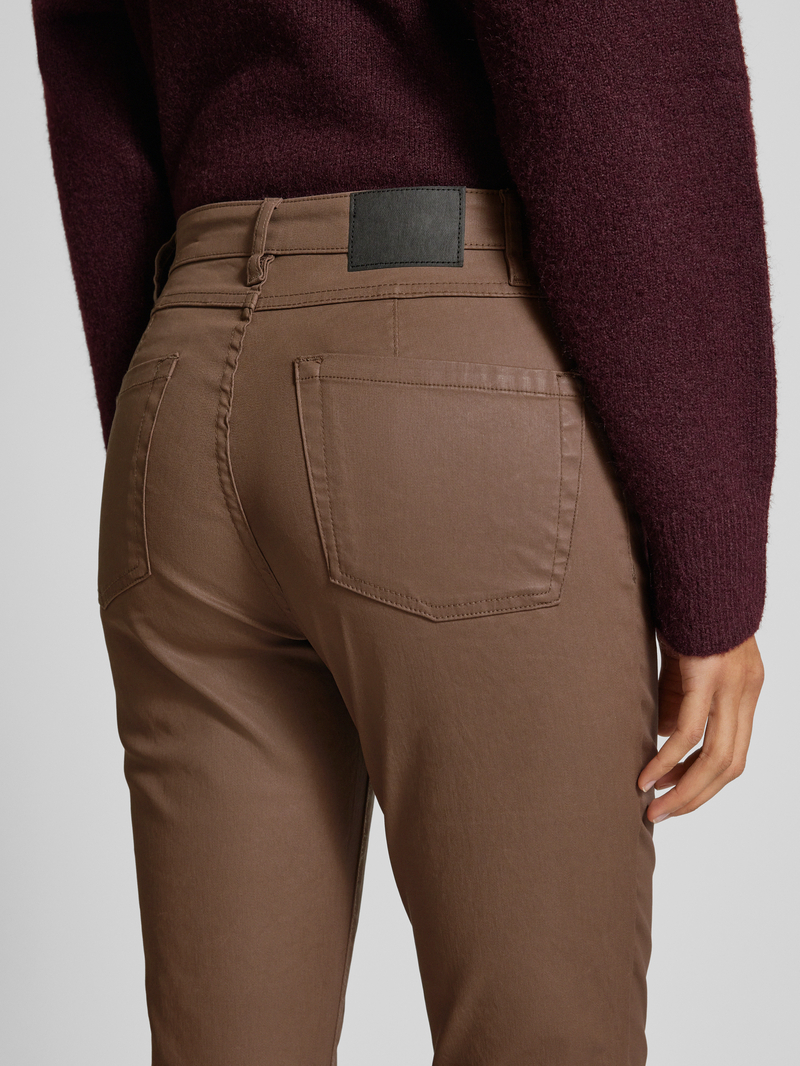 Opus Slim fit broek in leerlook model 'Evita remix'
