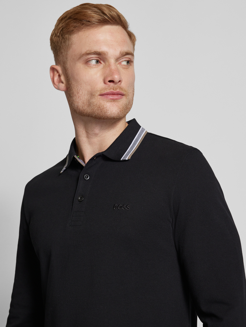 BOSS Green Regular fit poloshirt met labelstitching