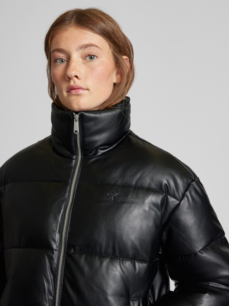 Calvin Klein Jeans Gewatteerd jack in leerlook