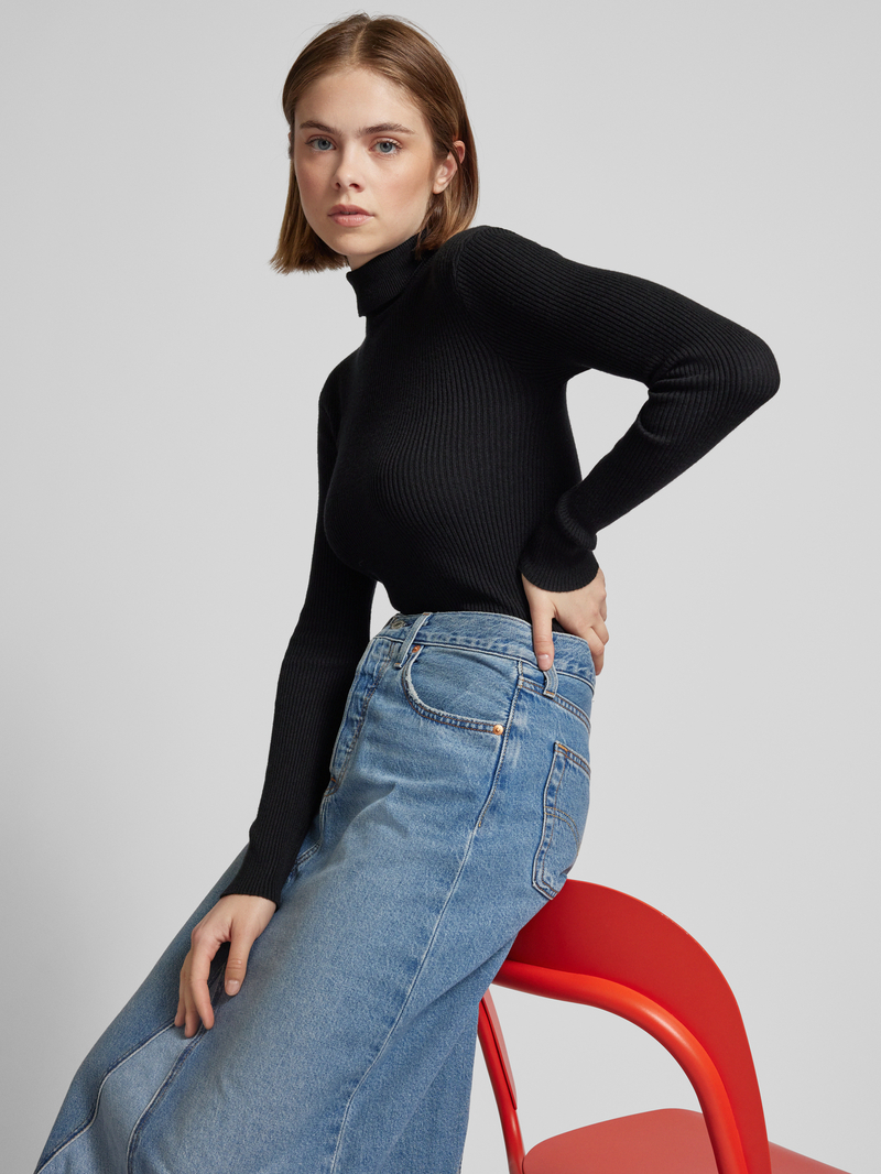 Pieces Slim fit coltrui in riblook model 'MIRA'