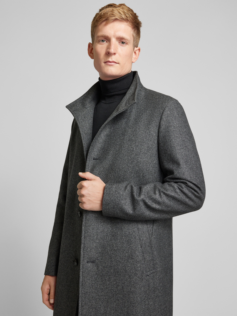 Boss Lange wollen jas met opstaande kraag model 'Hyde'