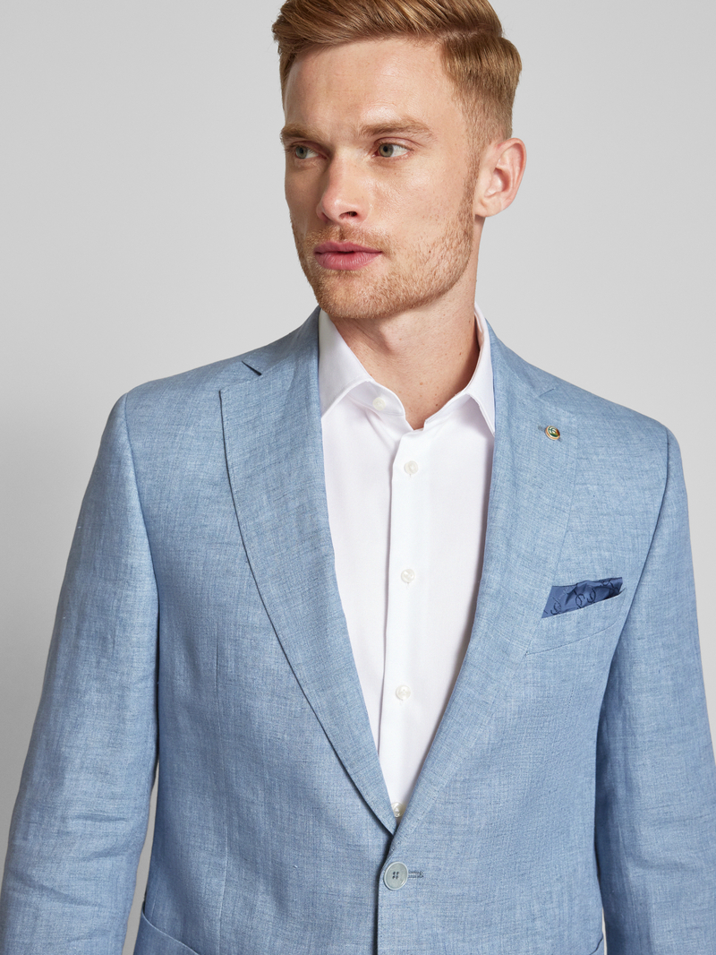 carl gross 2-knoops colbert van linnen met reverskraag model 'Sander'