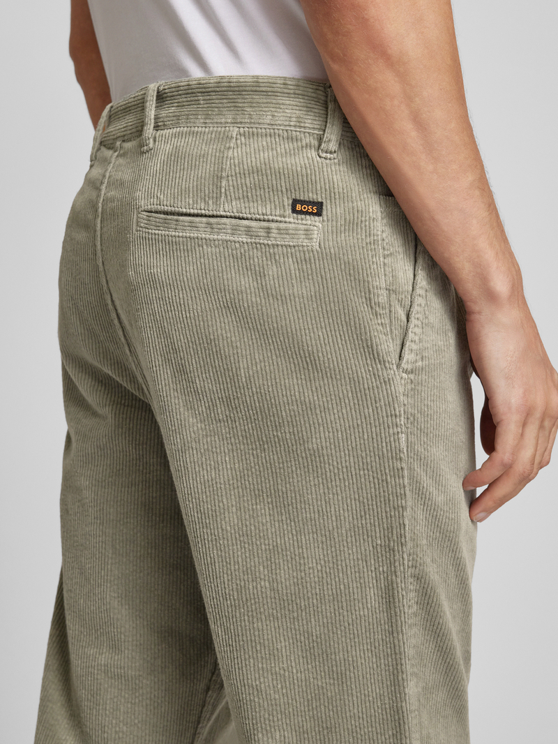 Boss Orange Regular fit corduroy broek met bandplooien model 'Shyne'