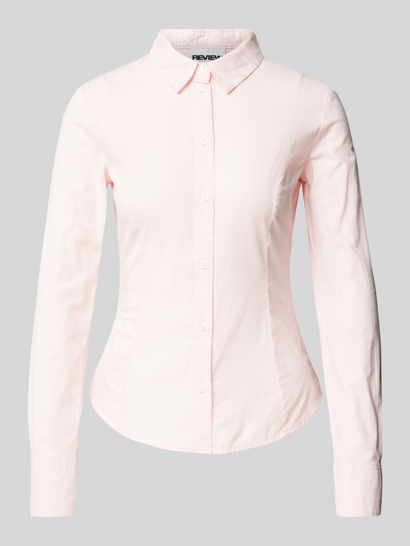 Review Slim fit blouse met doorknoopsluiting