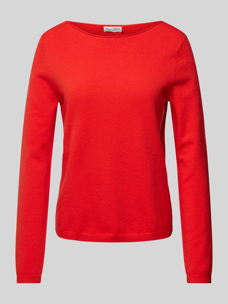 Marc O'Polo Regular fit pullover van een mix van katoen en scheerwol met boothals