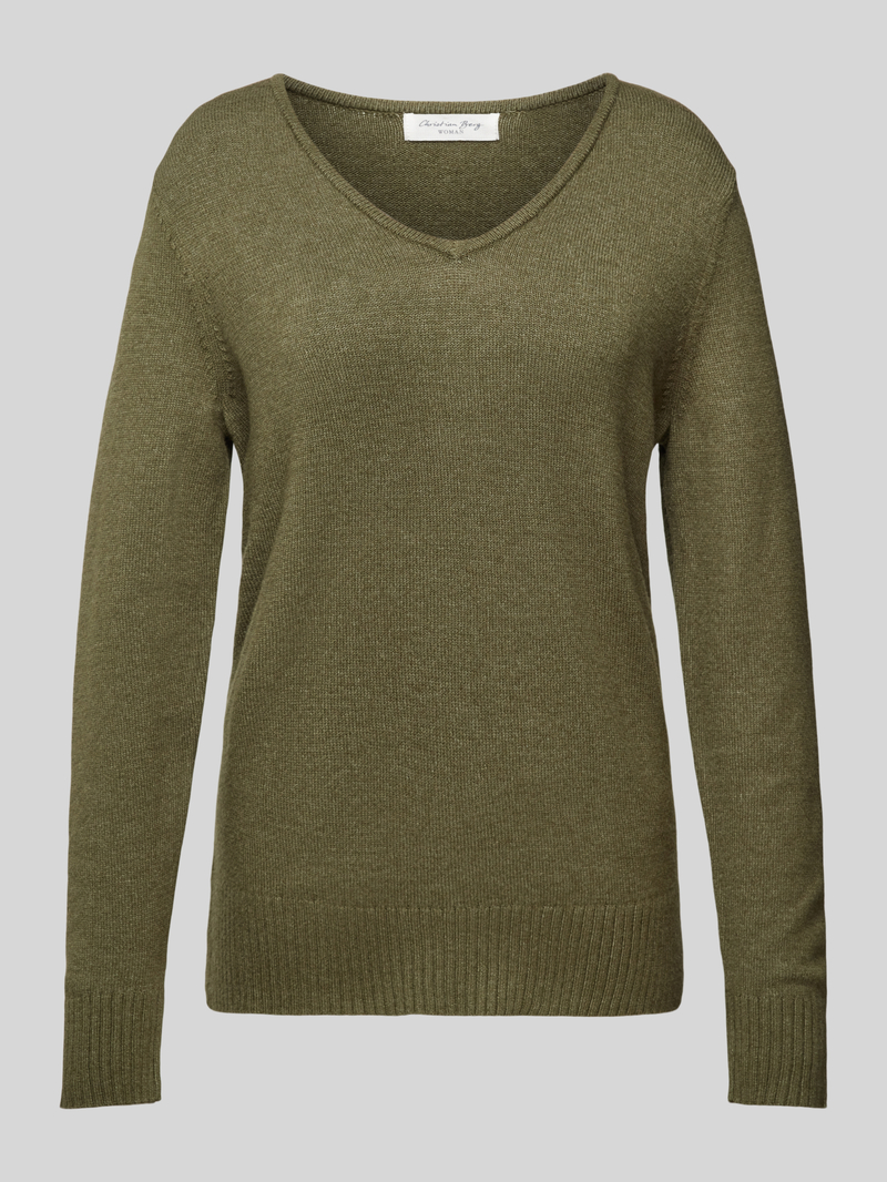 Christian Berg Woman Gebreide pullover met afgeronde V-hals