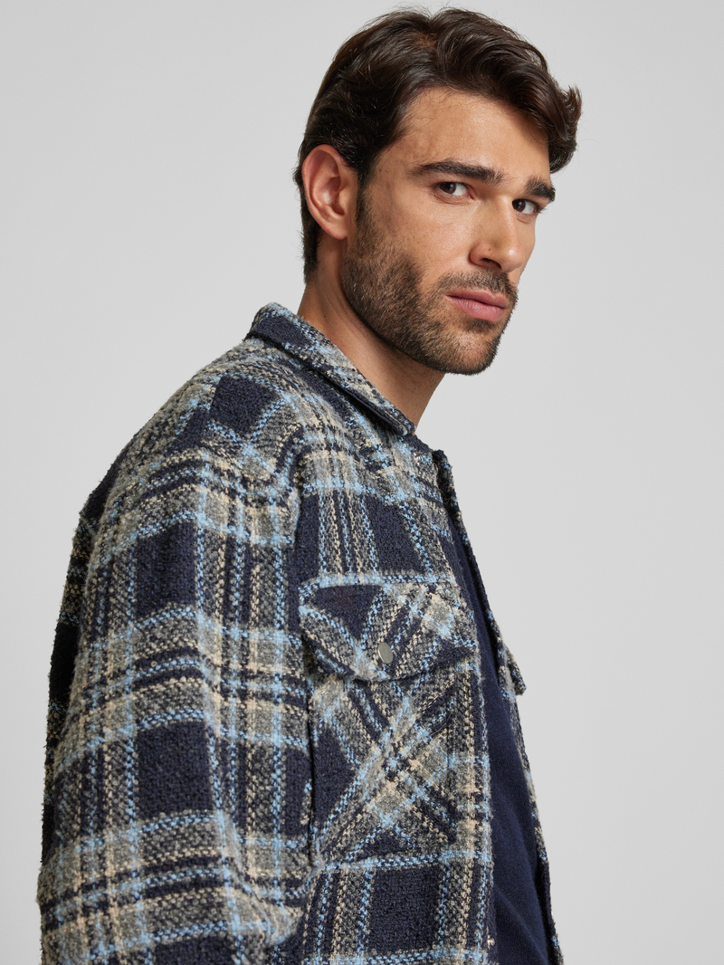 WOODBIRD Loose fit overhemdjack in gemêleerde look model 'Buck'