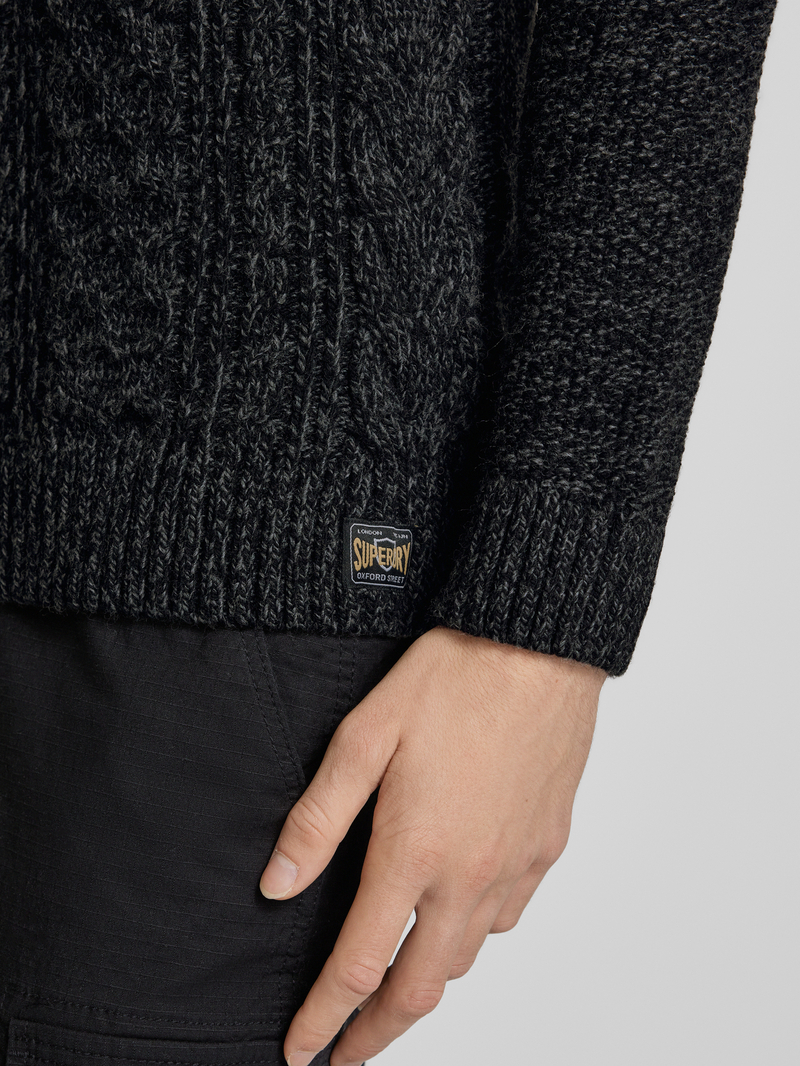 Superdry Gebreide pullover met kabelpatroon model 'Jacob'