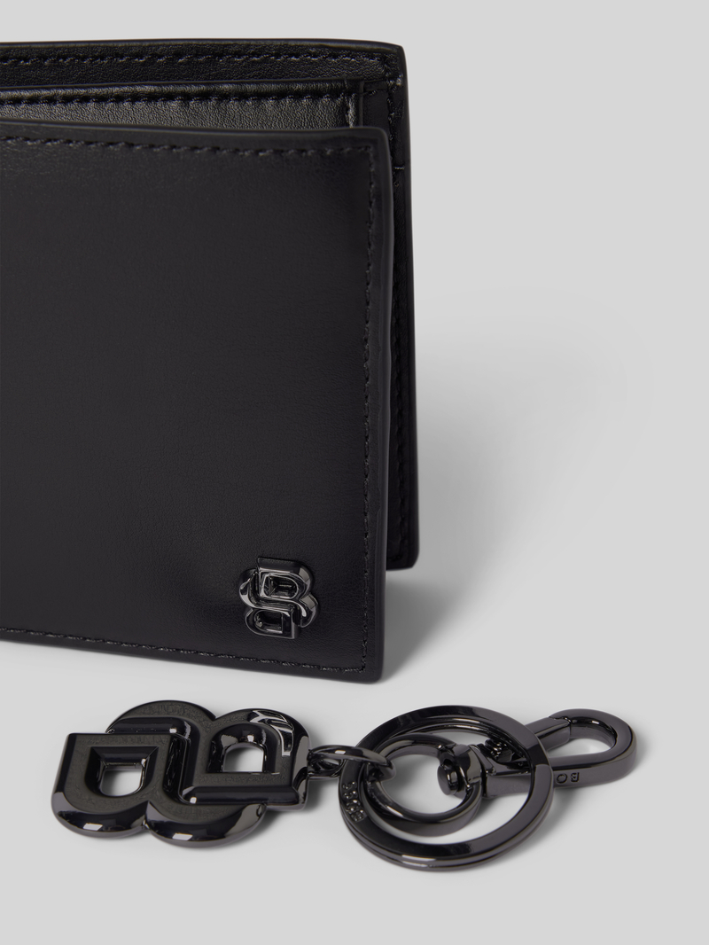 Boss Leren portemonnee met sleutelhanger