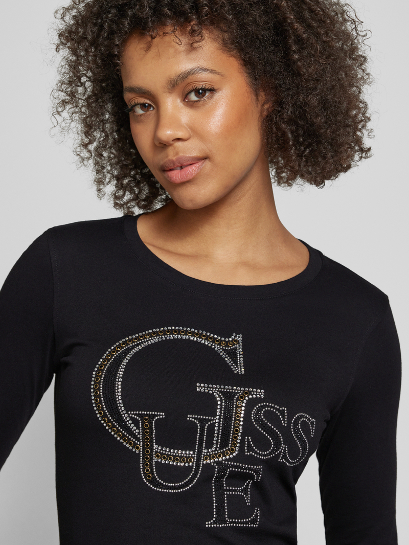 Guess Shirt met lange mouwen en strass-steentjes