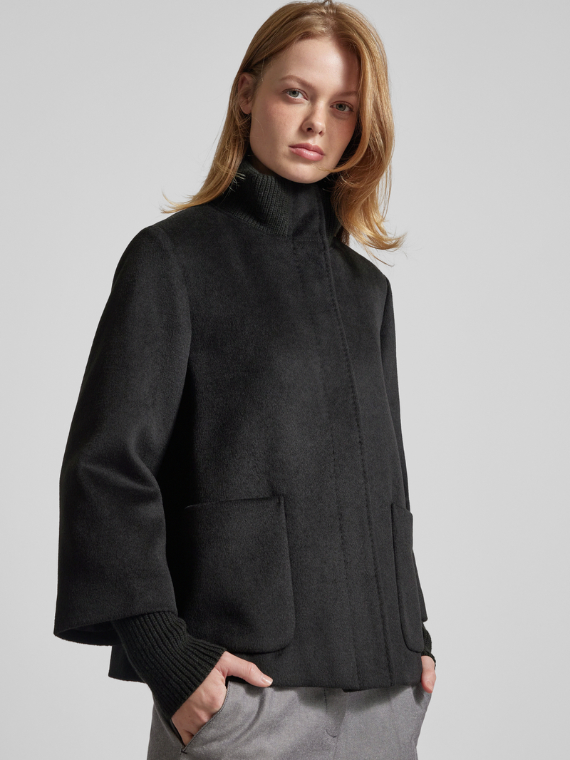 s.Oliver BLACK LABEL Relaxed fit jack van wolmix met ribboordjes