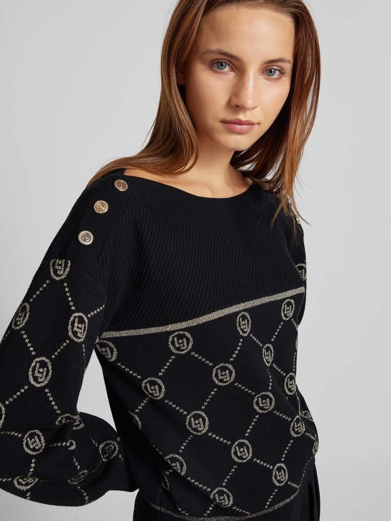Liu Jo White Gebreide pullover met labelstitching