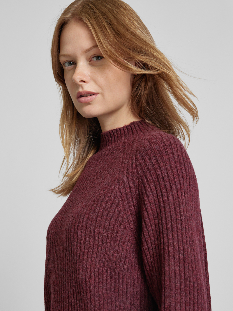 Tom Tailor Denim Regular fit gebreide pullover met ribmotief en opstaande kraag