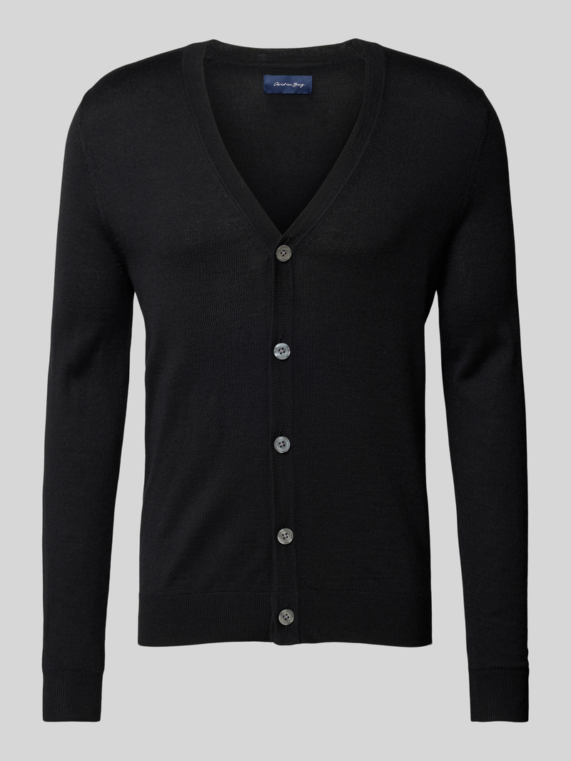 Christian Berg Men Slim fit cardigan van wolmix met V-hals