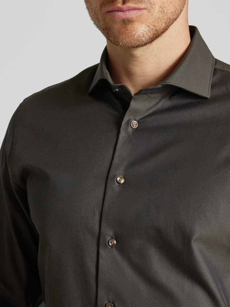 Profuomo Slim fit zakelijk overhemd met haaikraag