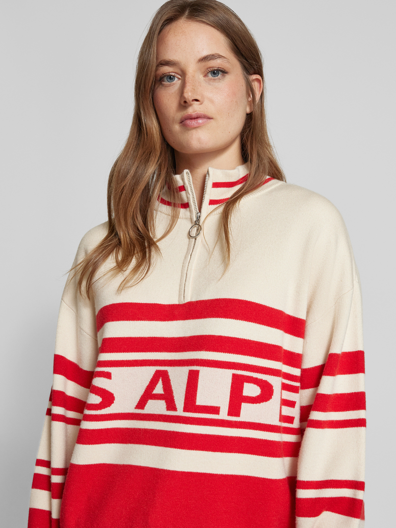 Jake*s Casual Gebreide pullover van viscosemix met opstaande kraag en ritssluiting