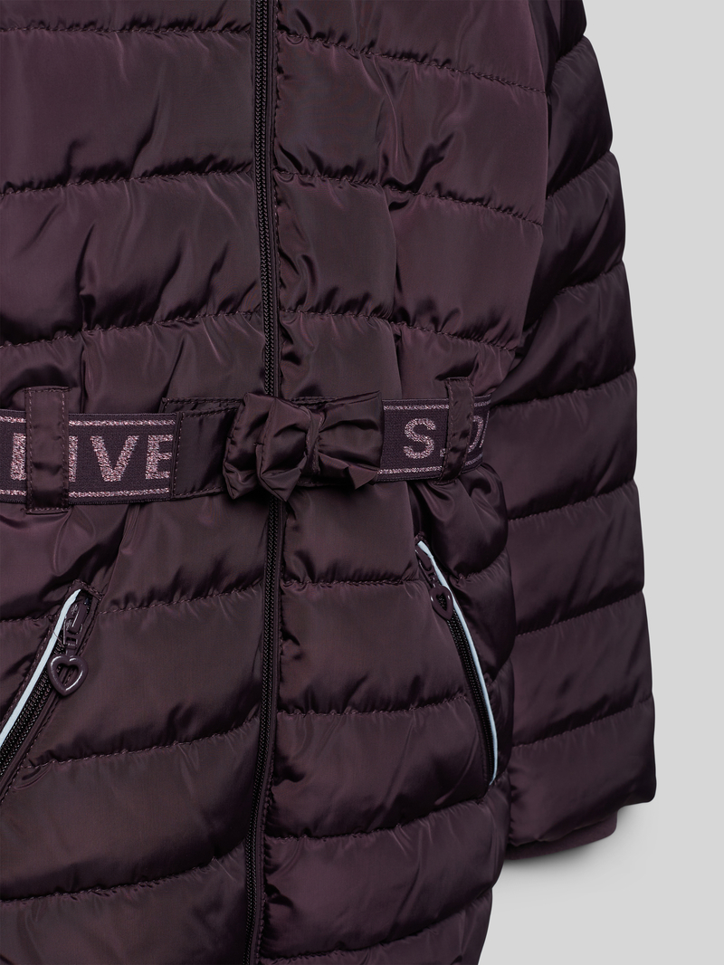 s.Oliver RED LABEL Regular fit gewatteerde lange jas met afneembare rand van imitatiebont