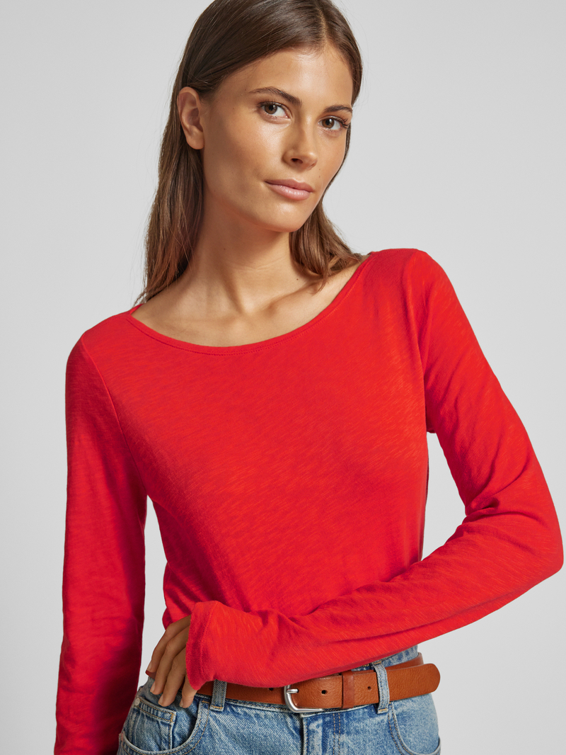 Marc O'Polo Regular fit shirt met lange mouwen en boothals