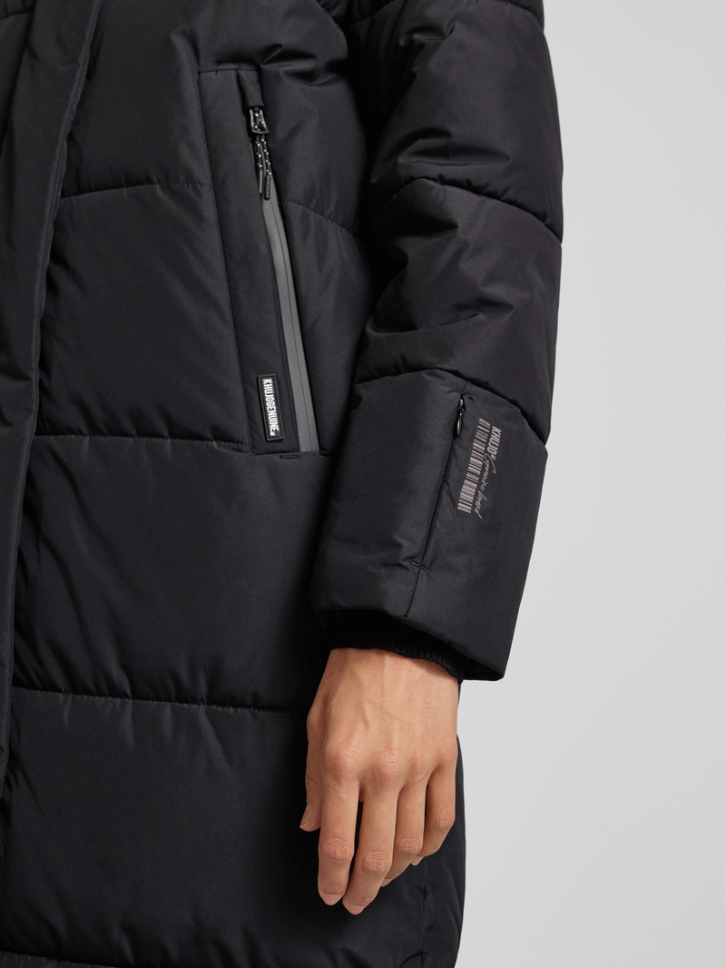 khujo Gewatteerde lange jas met labeldetail model 'SOULANI'