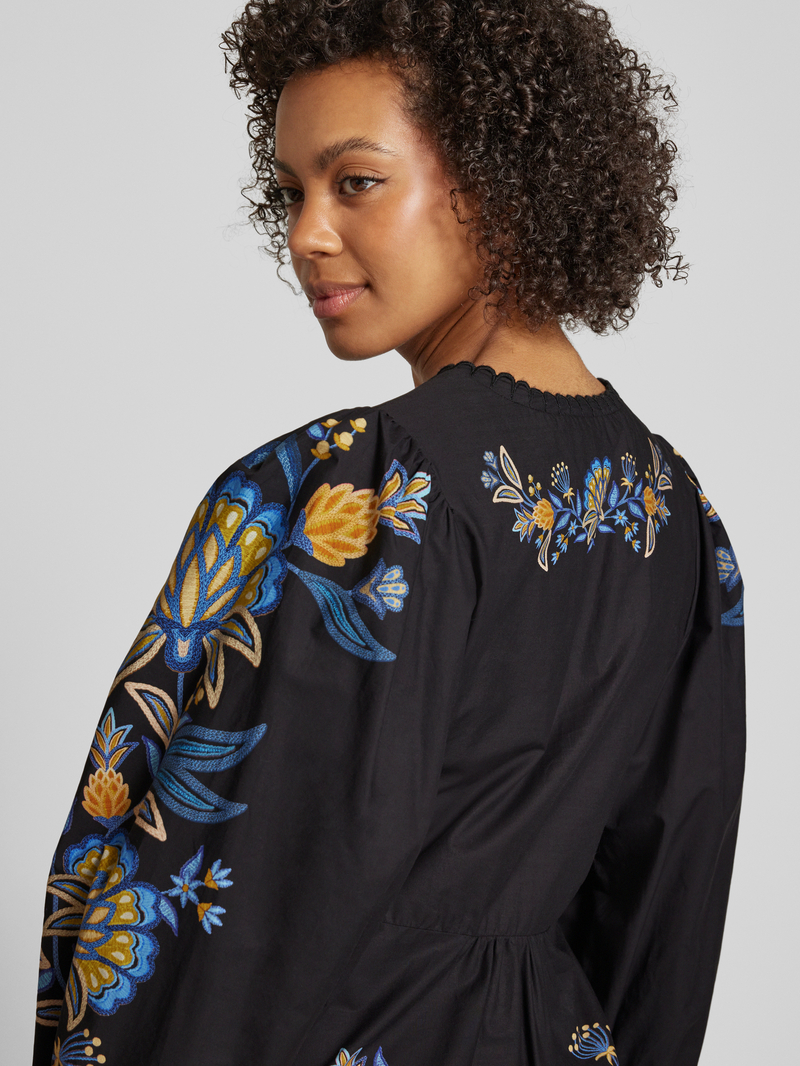 FARM RIO Maxi-jurk met geborduurde bloemen