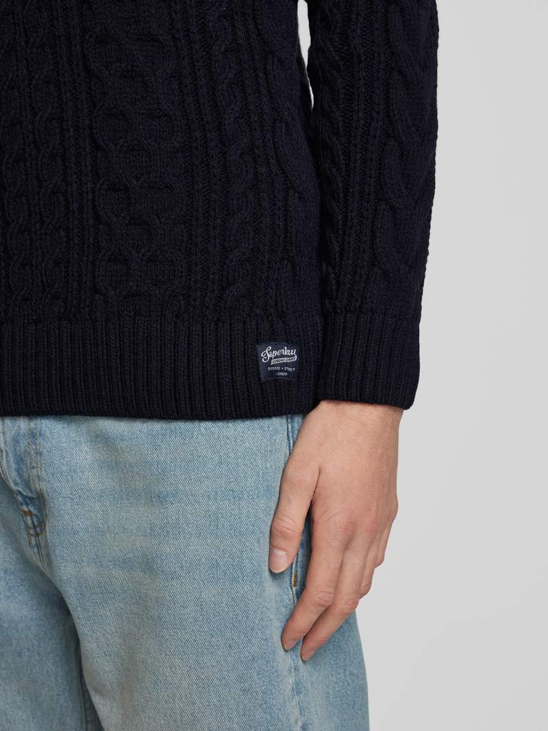 Superdry Gebreide pullover met kabelpatroon model 'Jacob'
