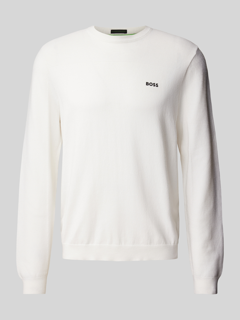 BOSS Green Gebreide pullover met labelprint, model 'Momentum'