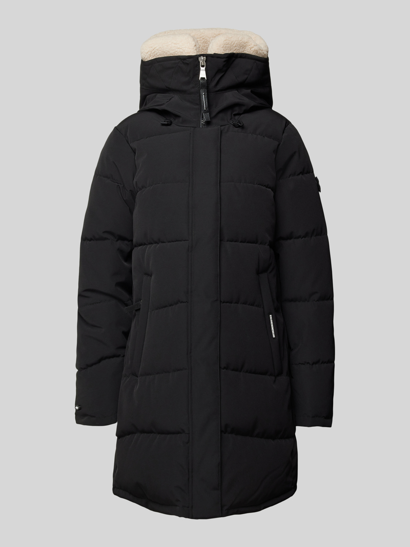 khujo Gewatteerde lange jas met labeldetails model 'Teddy'