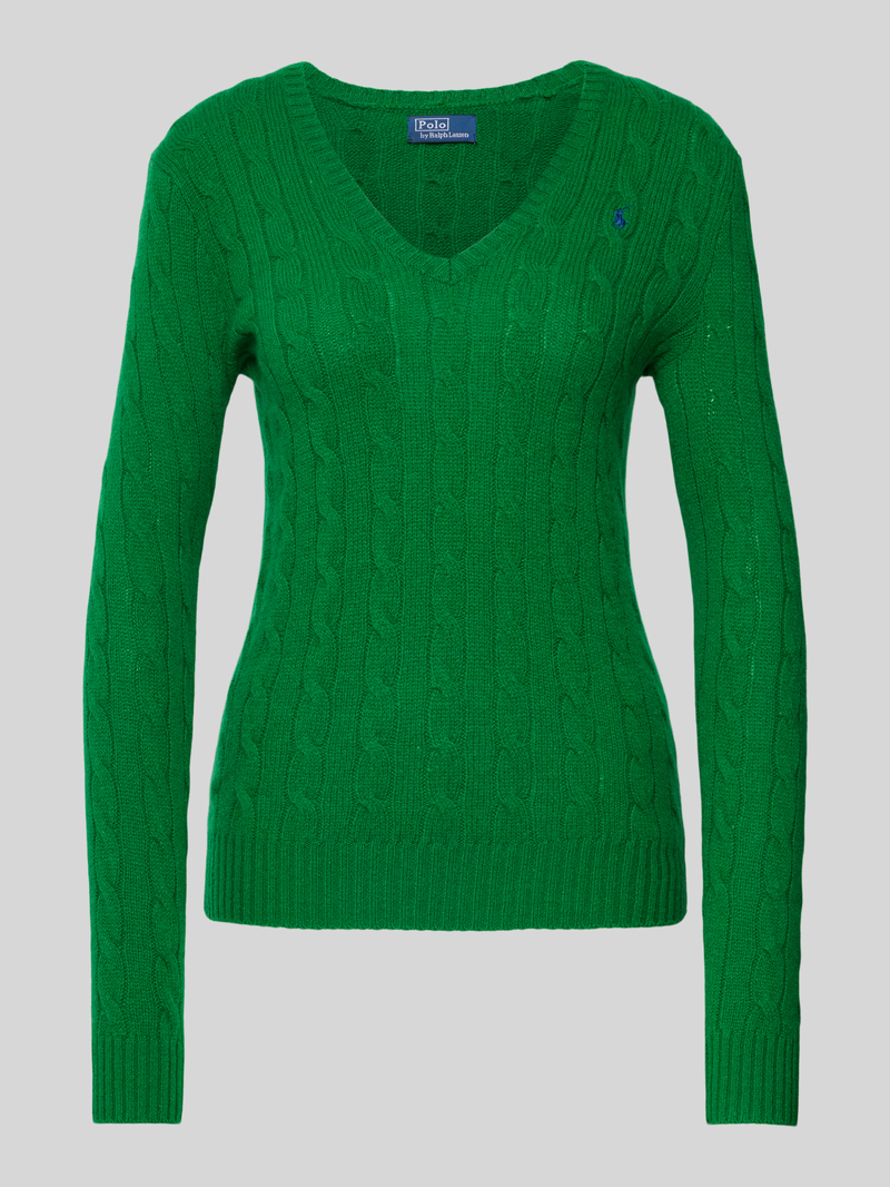 Polo Ralph Lauren Gebreide pullover van een mix van wol en kasjmier met kabelpatroon