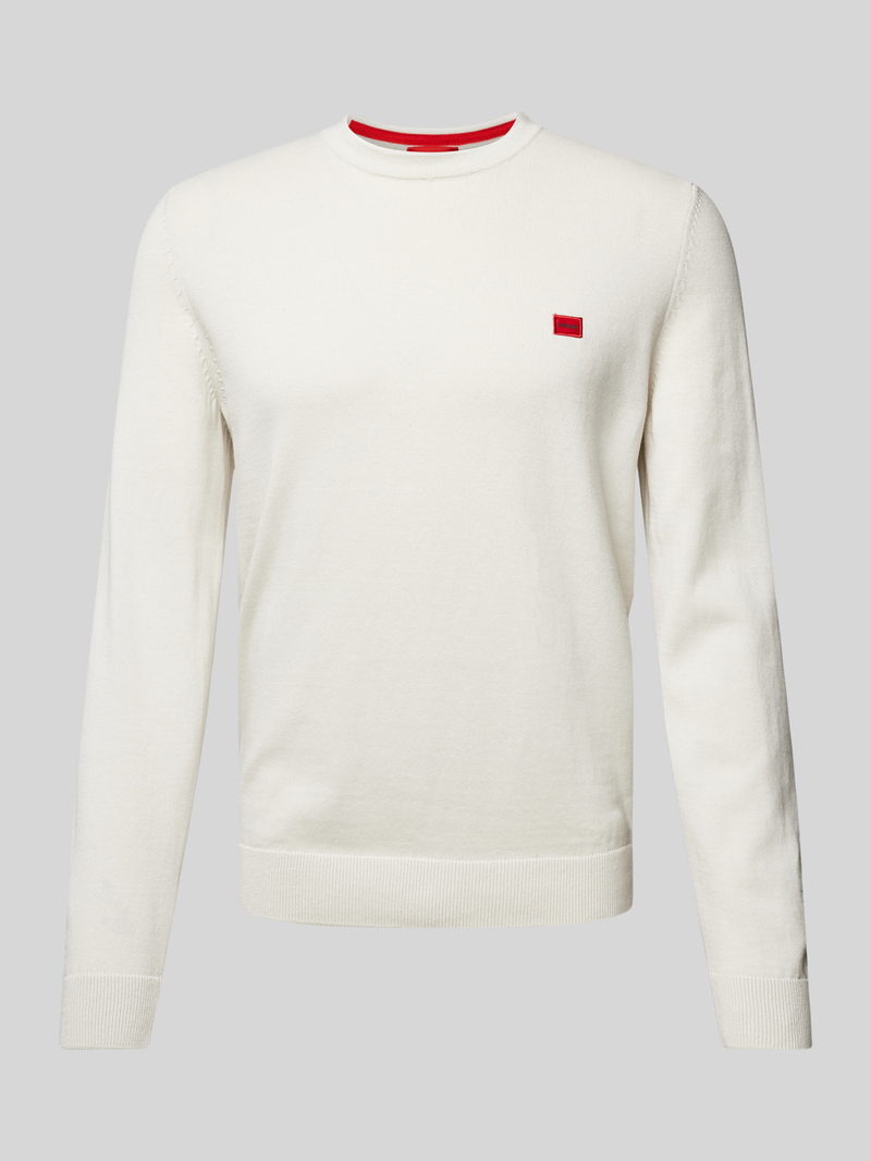 HUGO Gebreide pullover met labelbadge, model 'San Cassius'