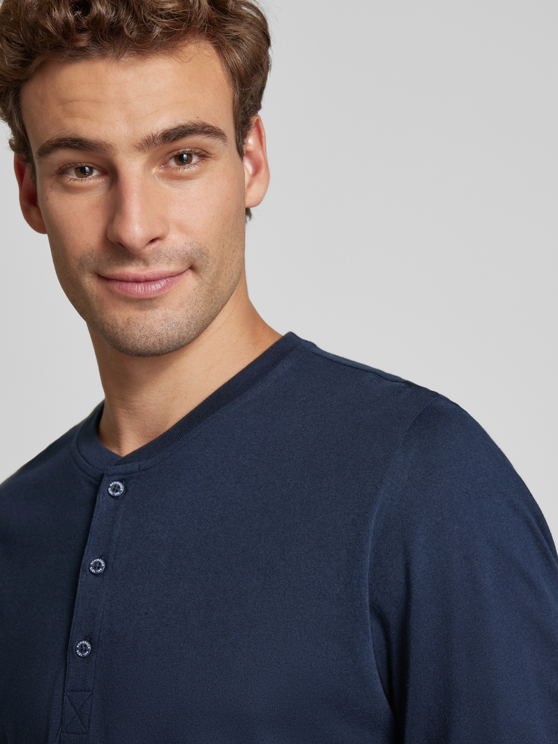 Schiesser Shirt met lange mouwen en korte knoopsluiting