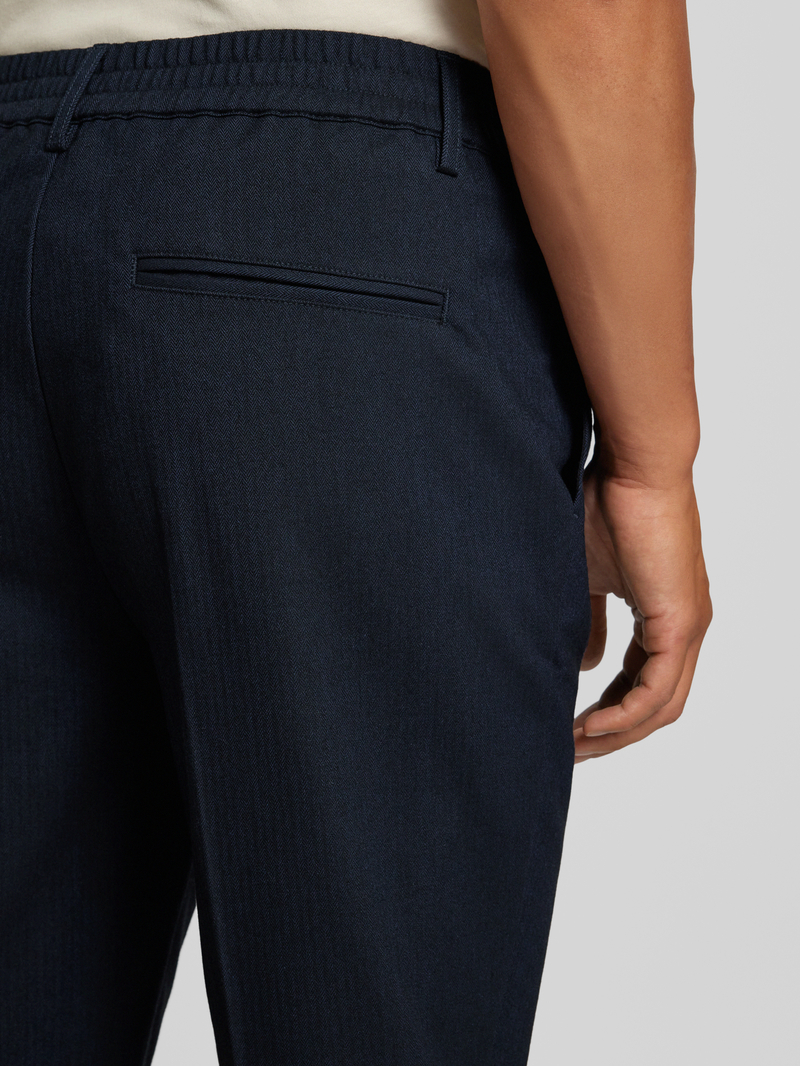 casual friday Tapered fit bandplooibroek met elastische band model 'MARC'