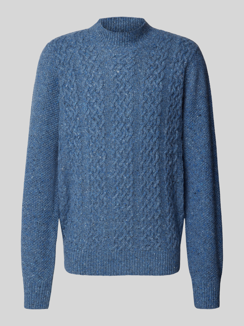 FYNCH-HATTON Wollen pullover met kabelpatroon en alpaca