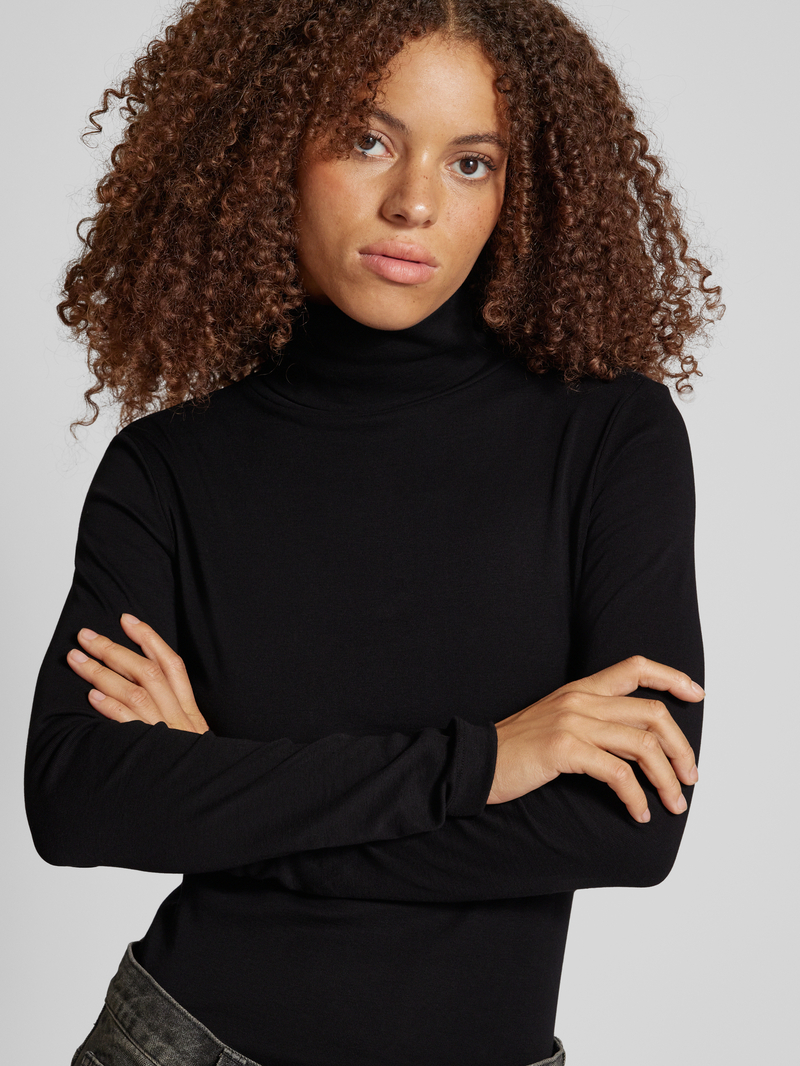 QS Shirt met lange mouwen en geribde ronde hals model 'Rolli'