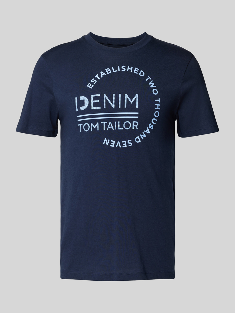 Tom Tailor Denim Regular fit T-shirt met groot labelopschrift