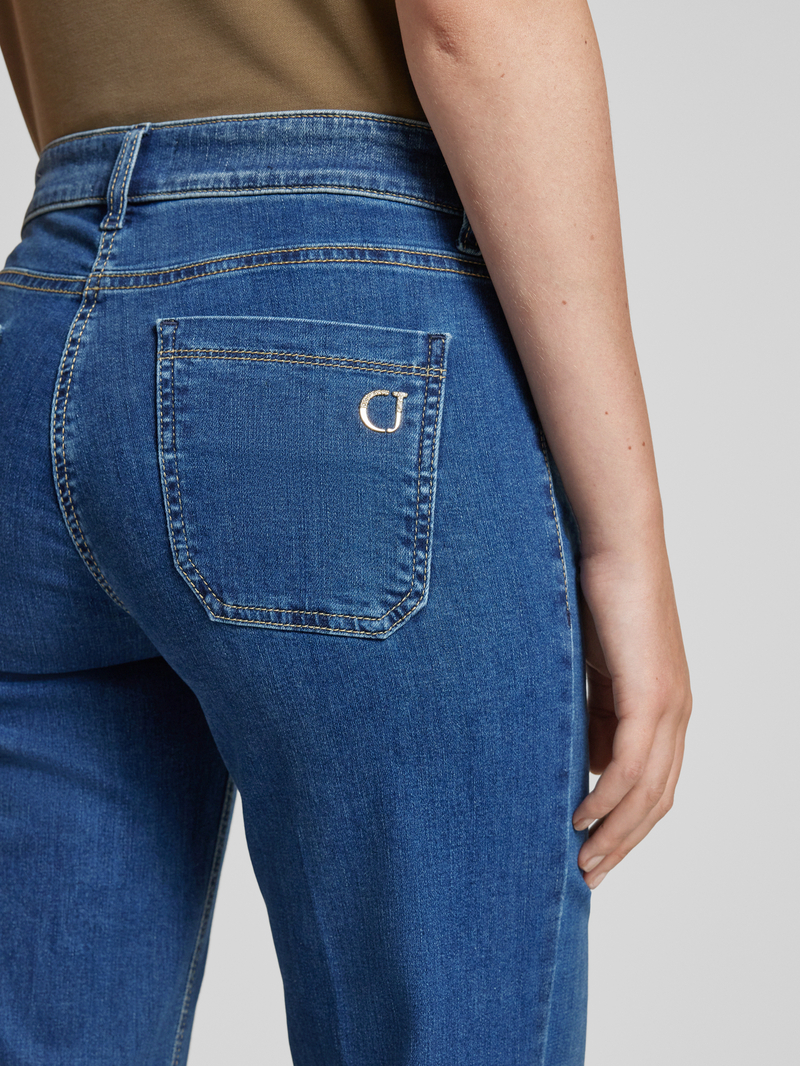 CAMBIO Wide fit jeans met knoop- en ritssluiting model 'TESS'