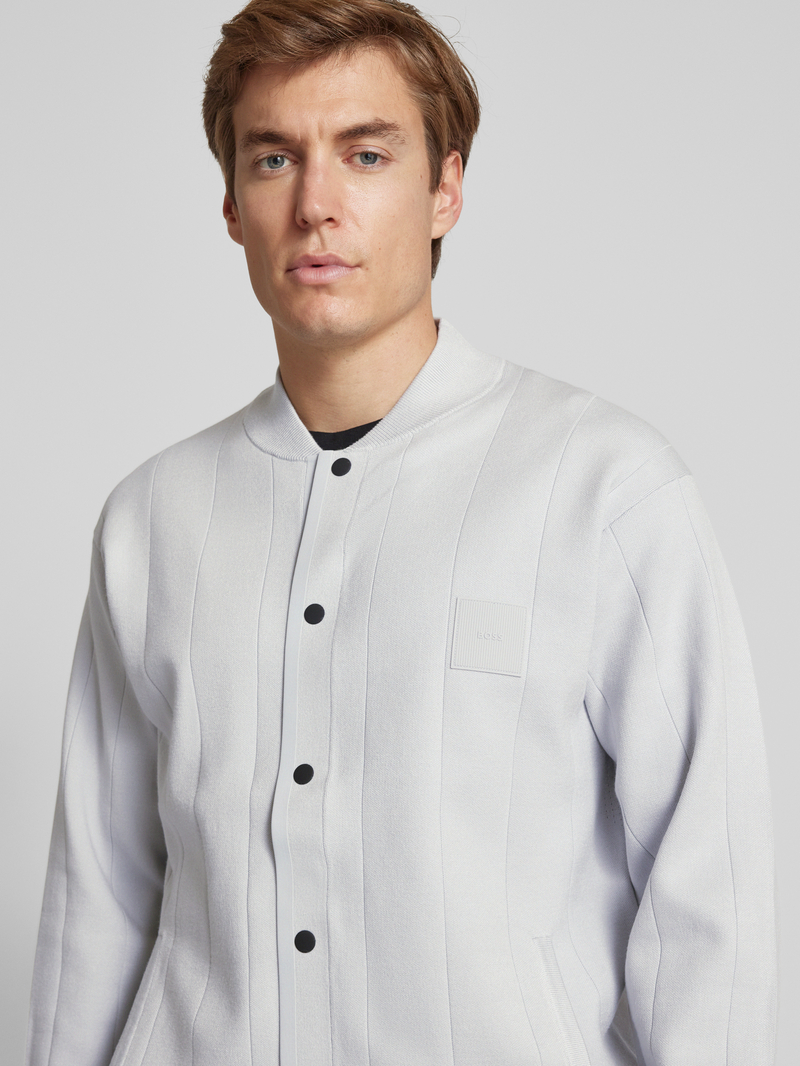 BOSS Green Gebreid jack met labelpatch model 'Drop Needle'