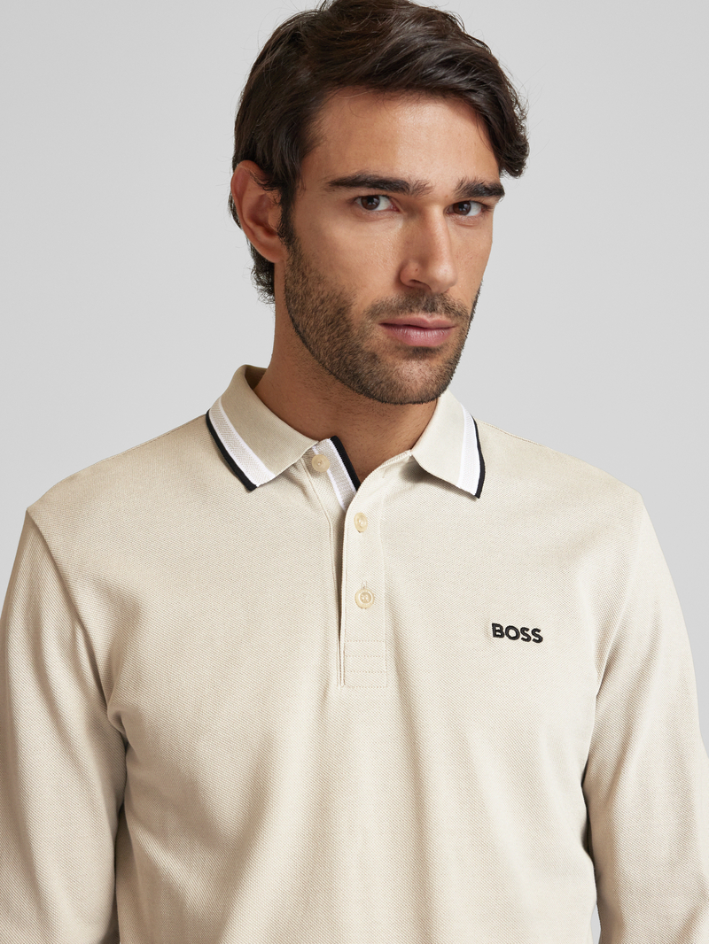 BOSS Green Regular fit poloshirt met labelstitching