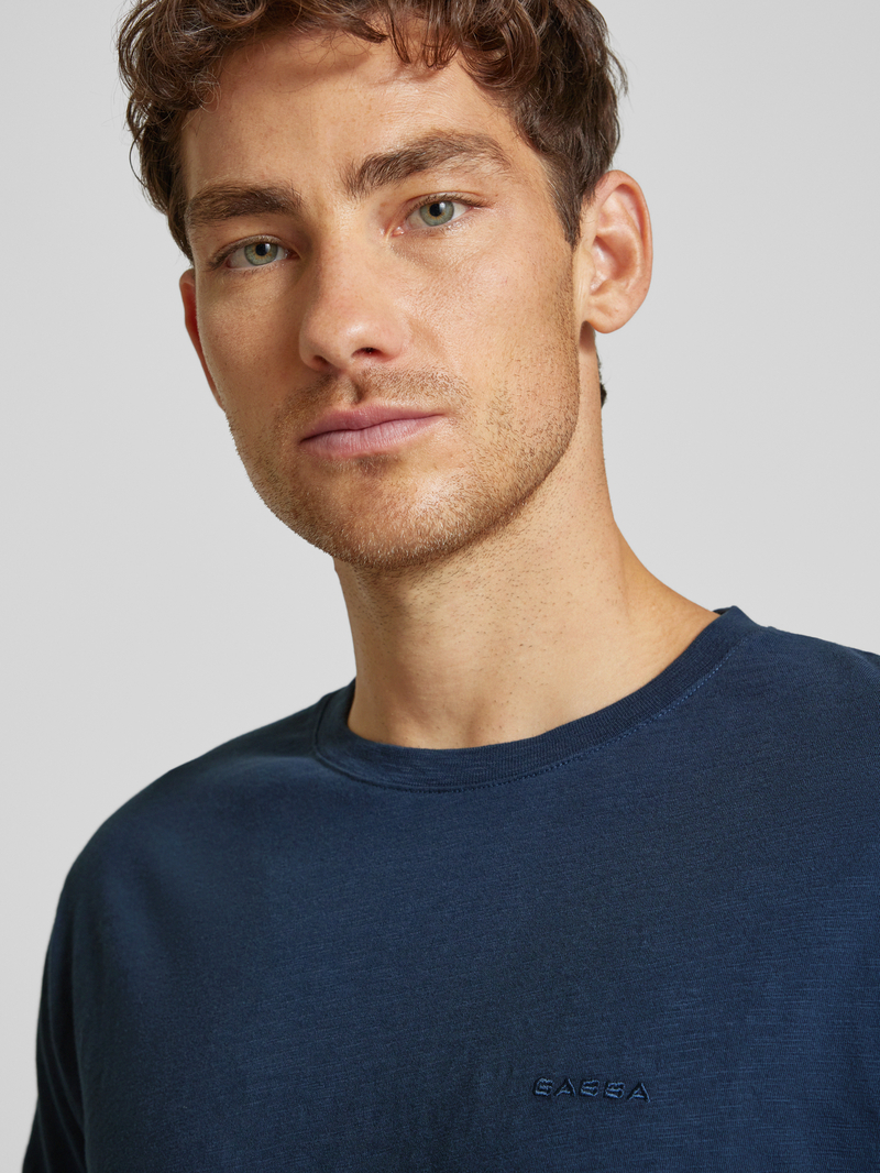 GABBA T-shirt met geribde ronde hals