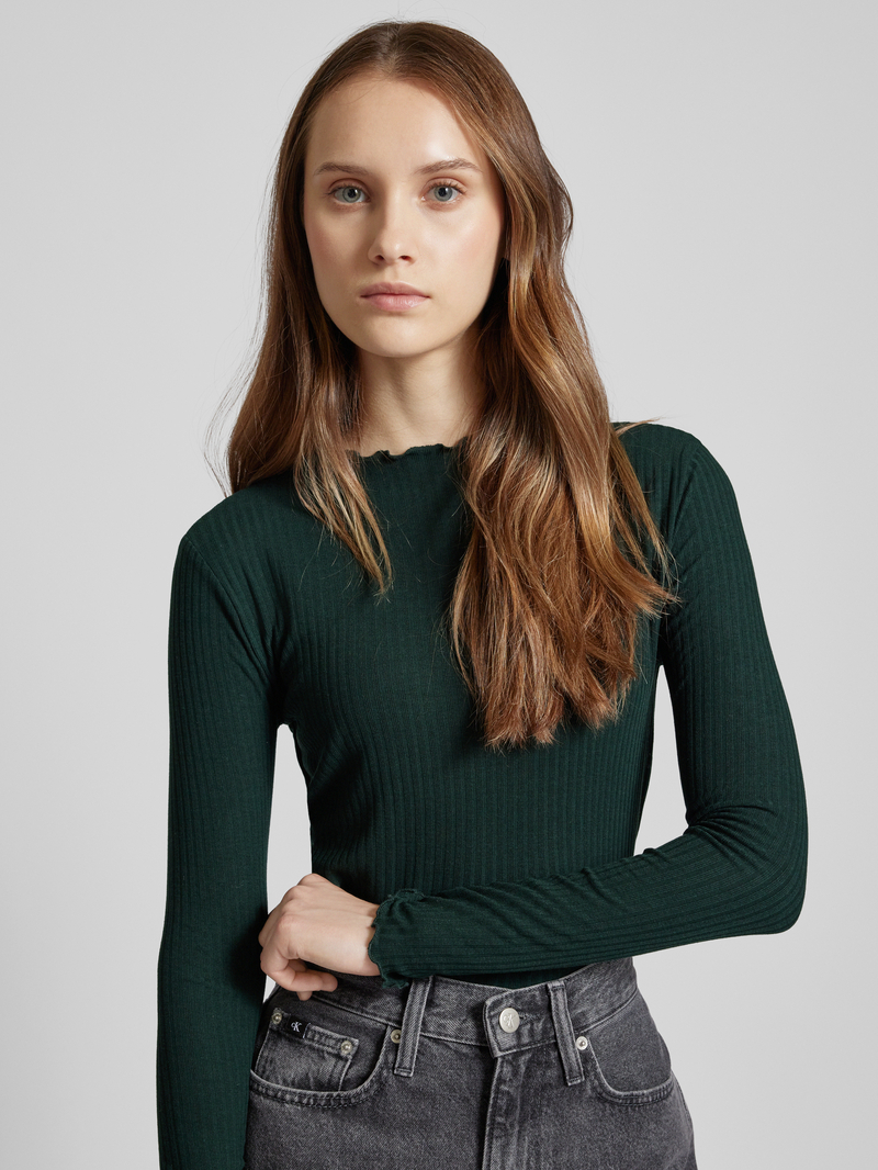 Only Shirt met lange mouwen in riblook model 'EMMA'