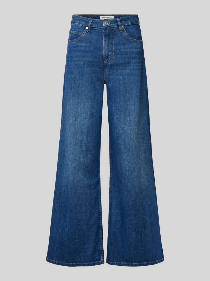 Marc O'Polo High rise jeans van katoenmix met uitlopende pijpen