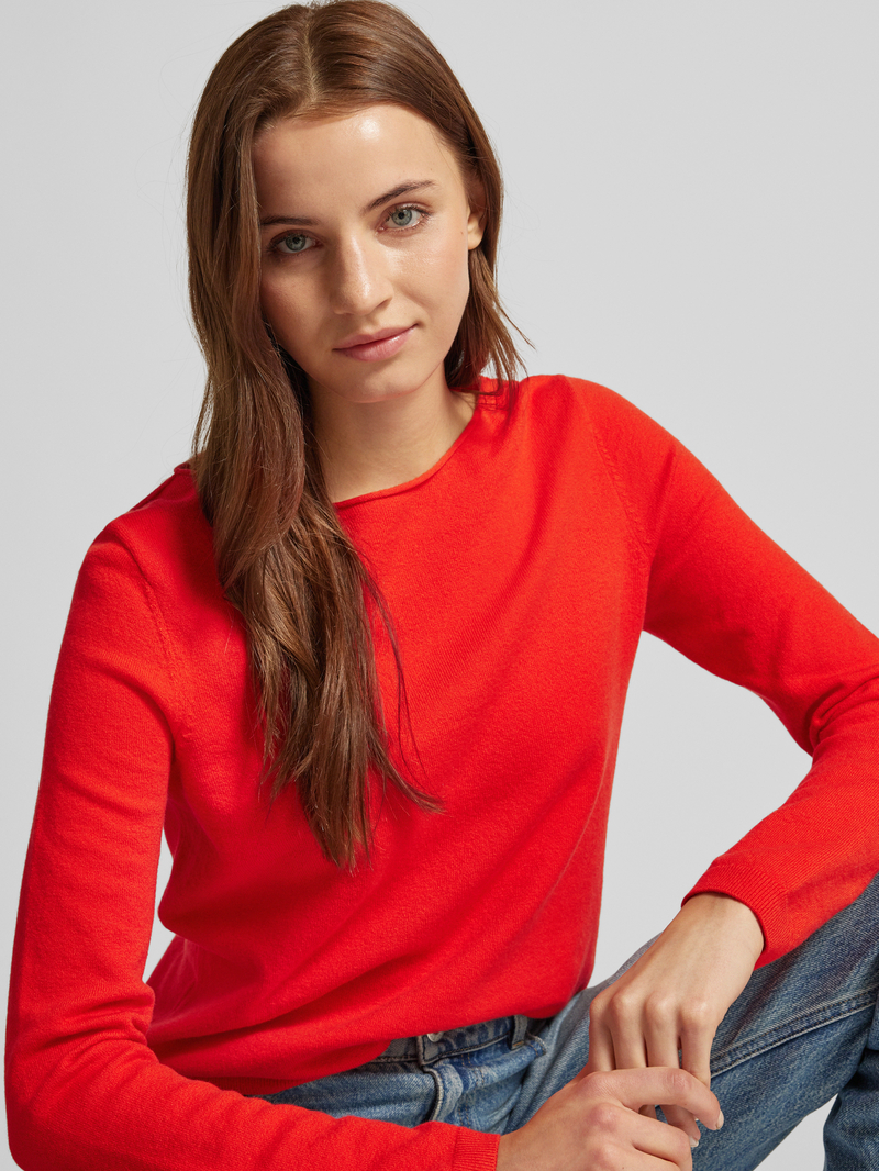 Marc O'Polo Regular fit pullover van een mix van katoen en scheerwol met boothals