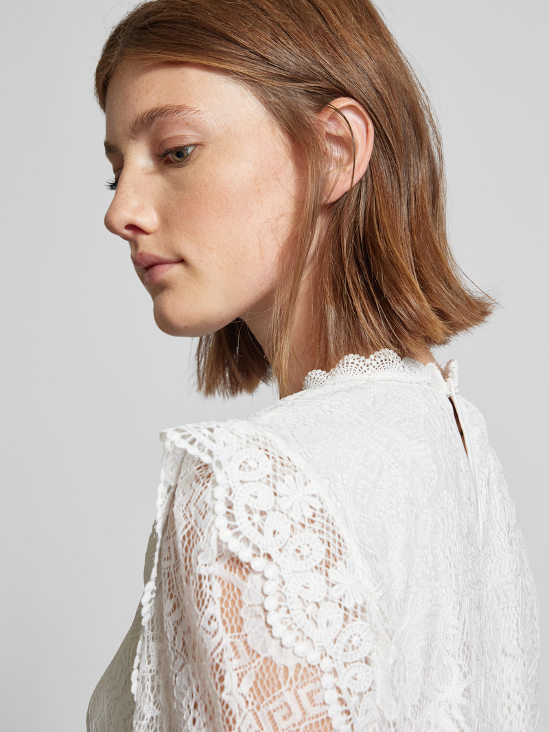 Pieces Blouse met lange mouwen en kant model 'COLLINE'