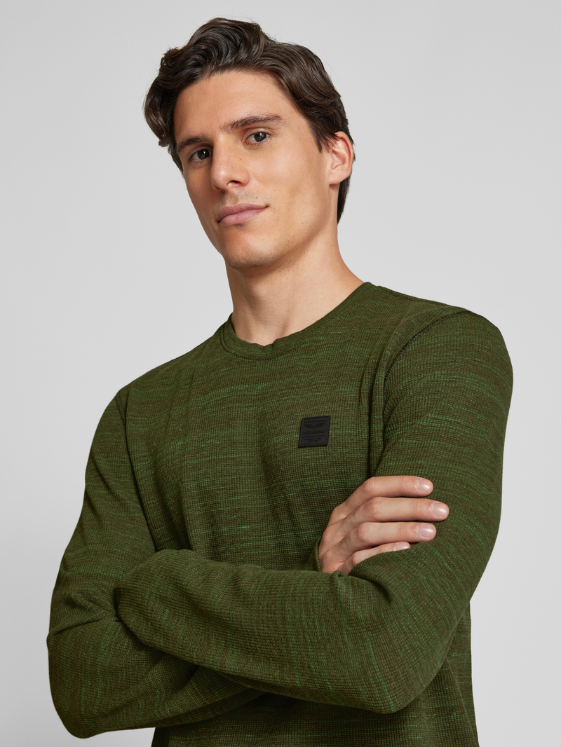 PME Legend Shirt met lange mouwen en geribde ronde hals