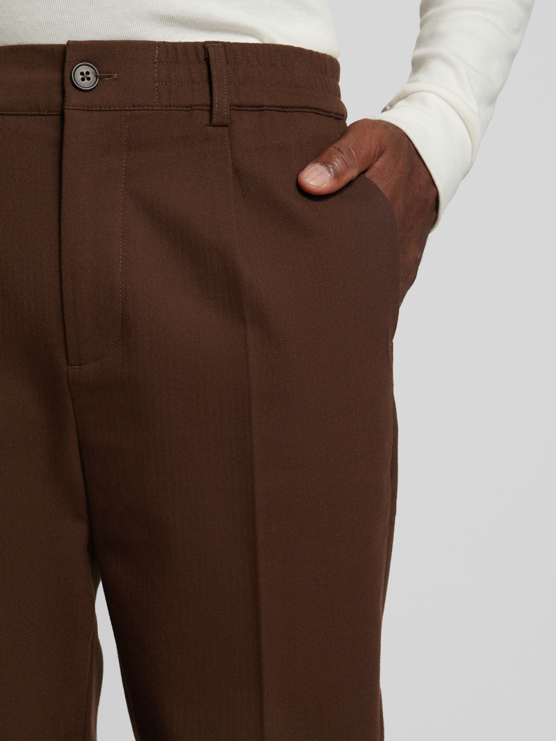 casual friday Tapered fit bandplooibroek met elastische band model 'MARC'