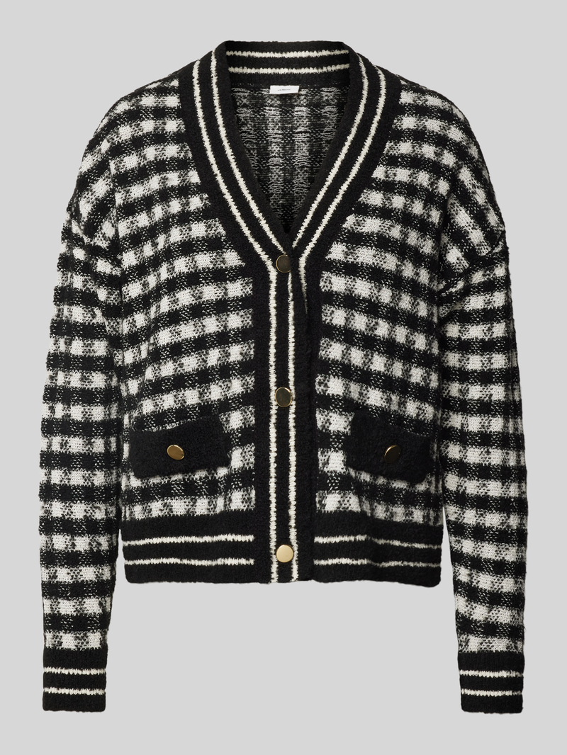 S.Oliver BLACK LABEL Regular fit cardigan van katoenmix met ruitmotief