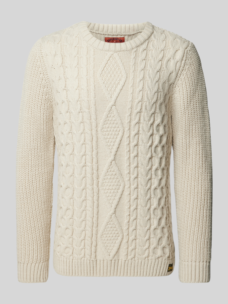 Superdry Gebreide pullover met kabelpatroon model 'Jacob'