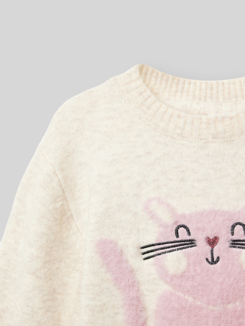 s.Oliver RED LABEL Loose fit gebreide pullover met heerlijk zacht kattenmotief