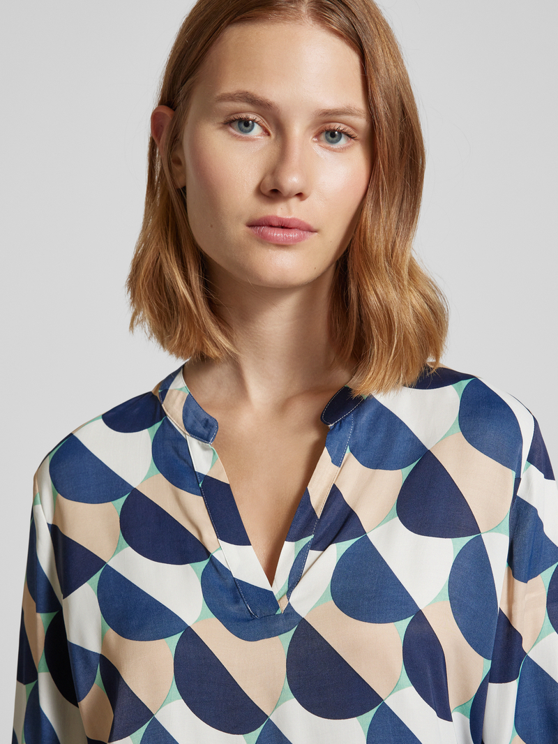 Eterna Regular fit blouse van viscose met tuniekkraag